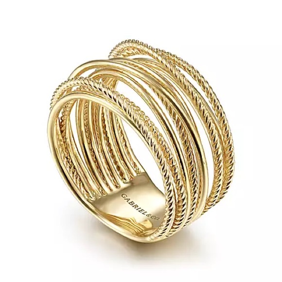 Gabriel and Co.  14K Yellow Gold Crisscross Twisted Rope Ring - Picture 1 of 11